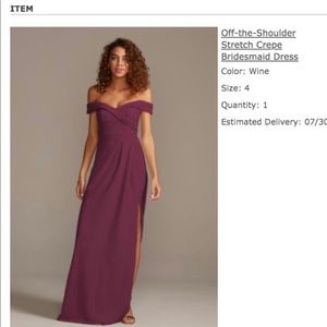 STRETCH CREPE OFF-THE-SHOULDER BRIDESMAID DRESS F2106